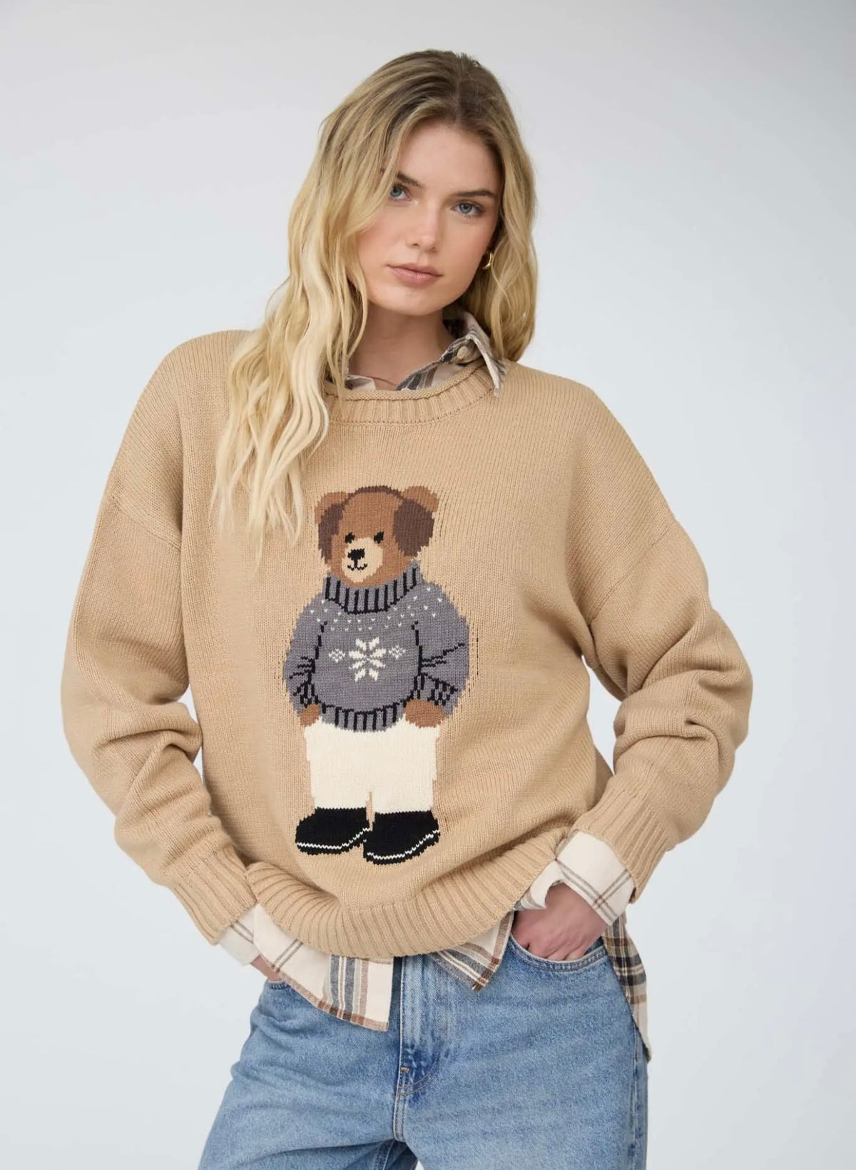 Teddy bear crew neck sweater