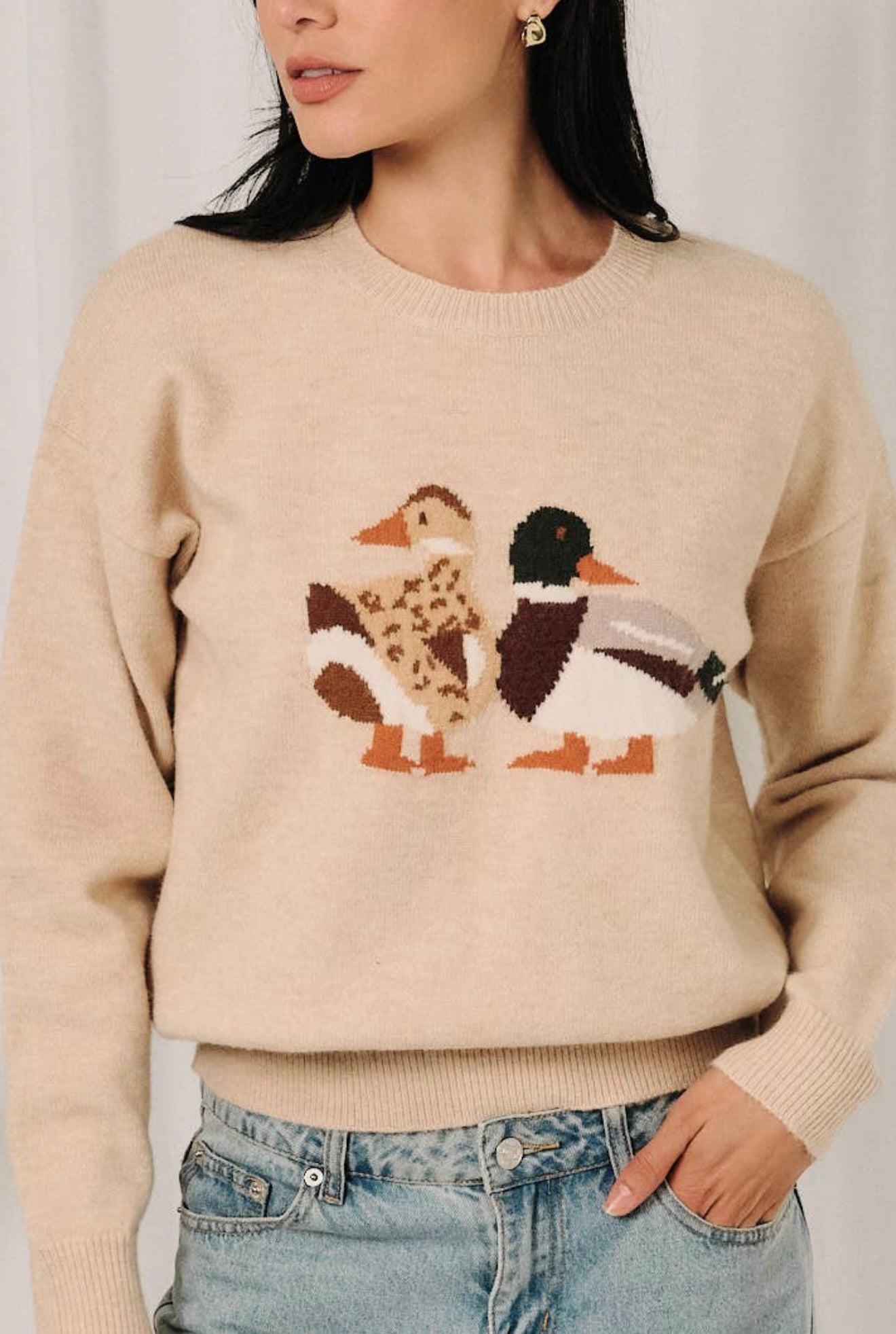 Duck long sleeve knit sweater