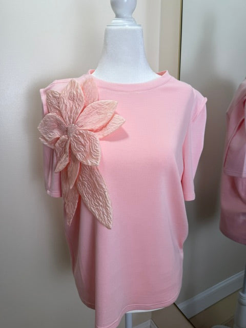 Pink flower accent shirt