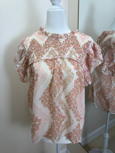 Pink and taupe blouse