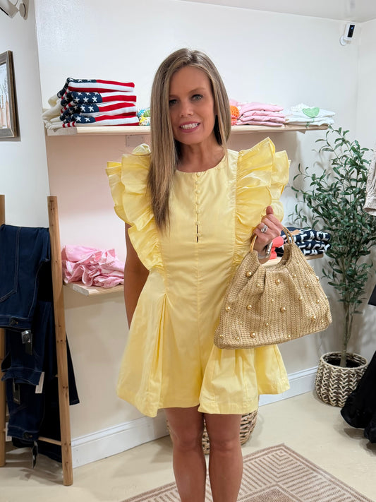 Butter yellow ruffle romper