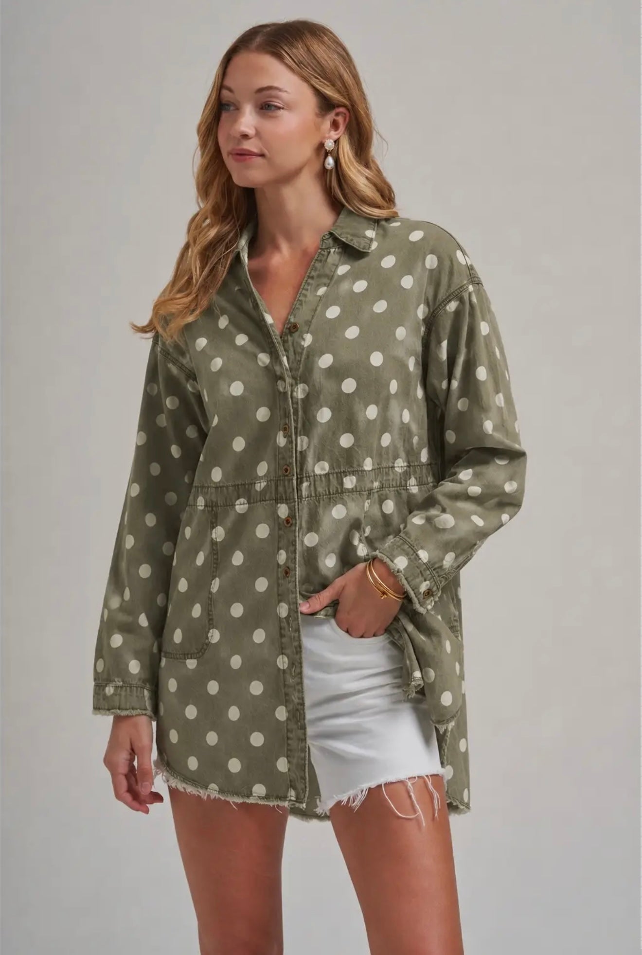 Polka dot chambray shirt