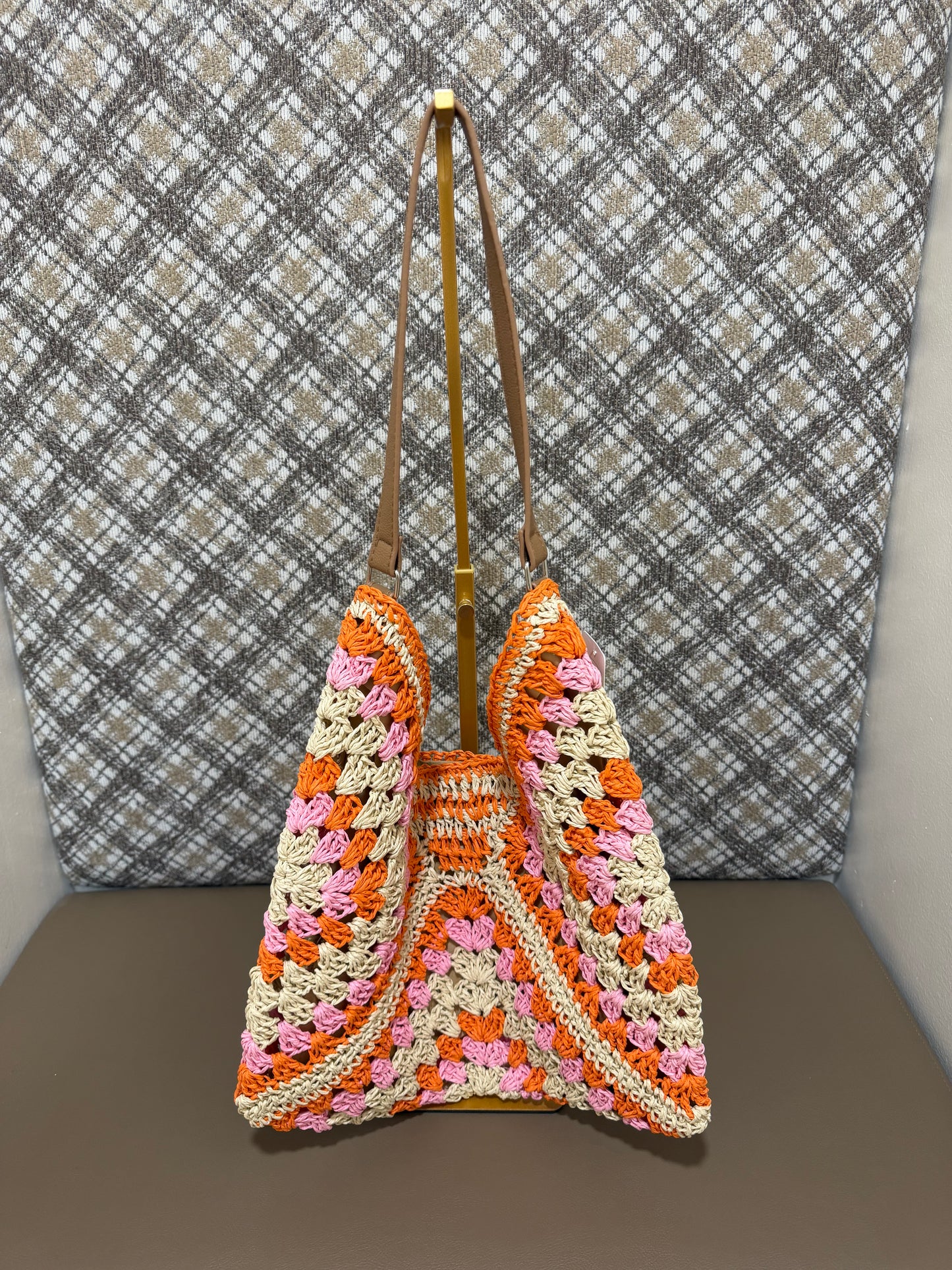 Orange and pink multi color purse