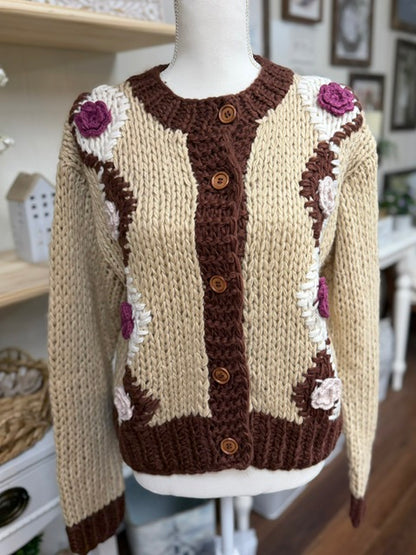 Crochet floral cardigan