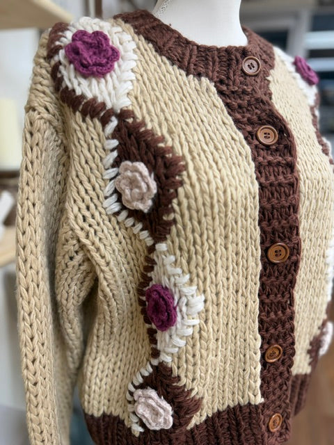 Crochet floral cardigan
